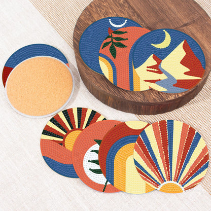 Asbondy Diamond Art Coasters DIY Set with Holder, Diamond Painting Drink Coasters for Adults, Mosaic Art Coaster Craft for Home Table Decor, Handmade Gift Idea
