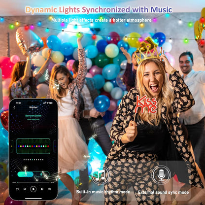 16.4Ft Smart Globe String Lights, 25 Dimmable RGB Mini LED Color Changing Lights with App & Remote Control