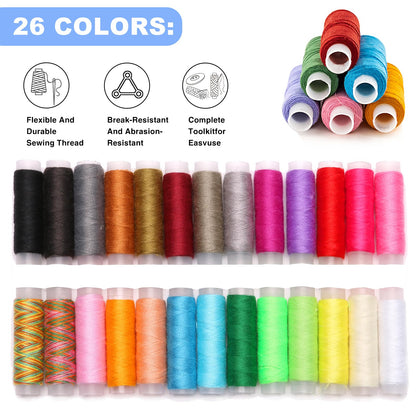 Losaria 100 PCS Complete Embroidery Stitch Kit with Includes Step-by-Step Instructions, Hoops, Threads, Needles & Fabric, All-in-One Portable Starter Set for Adult Beginners & DIY Craft Enthusiasts