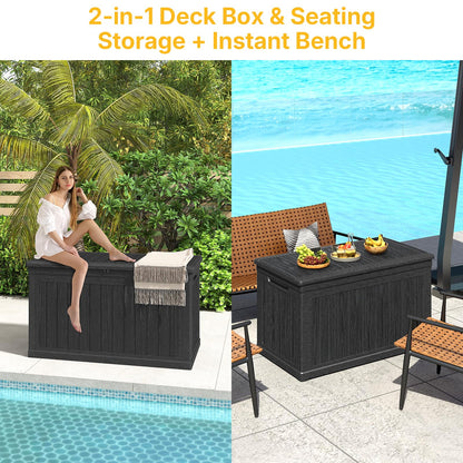 Skepphlay 230 Gallon Deck Box Extra Large, Outdoor Storage Box Lockable, Patio Storage Box Waterproof and UV Resistant, 1000lbs Load Capacity for Garden, Patio, Pool (Black)