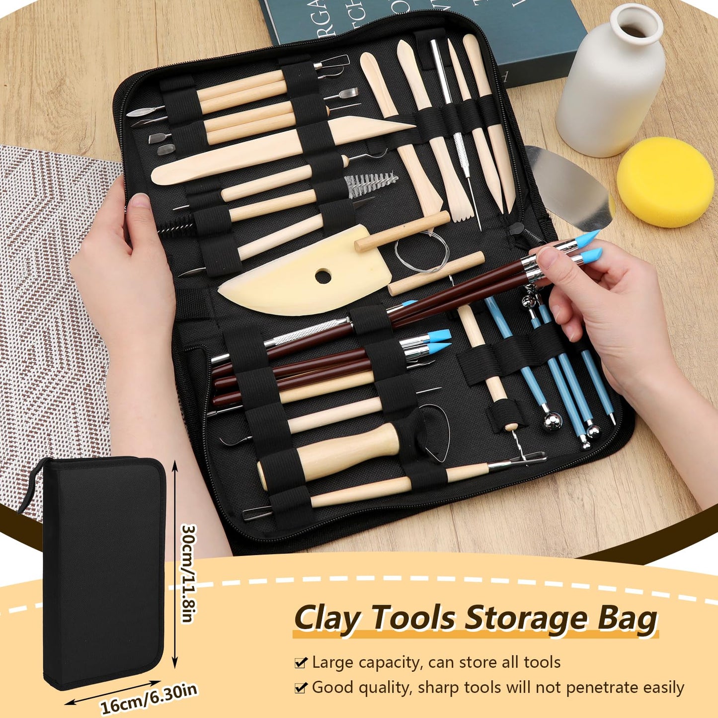 Clay Tools Kit, Pottery Tools, Polymer Clay Tools, Clay Sculpting Tools with Dotting Tools, Modeling Clay for Modeling, Smoothing, Cleaning, Carving, Shaping, and Sculpting