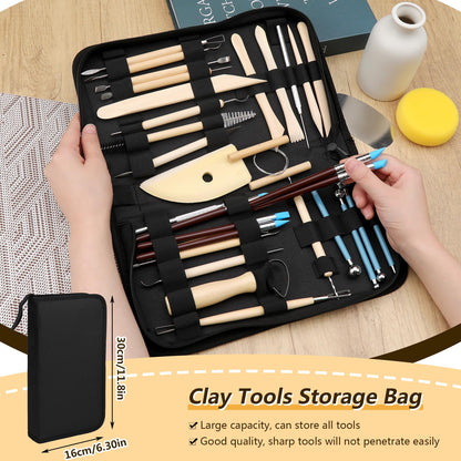 Clay Tools Kit, Pottery Tools, Polymer Clay Tools, Clay Sculpting Tools with Dotting Tools, Modeling Clay for Modeling, Smoothing, Cleaning, Carving, Shaping, and Sculpting