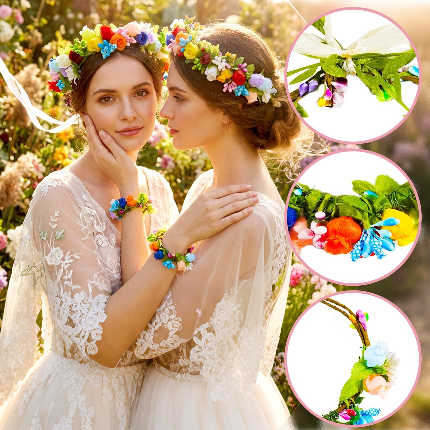 Pattyeer 213Pcs(30 Set) DIY Flower Crowns Making Kit, Handmade Floral Crown Garland Wreath Craft Kit, Make Your Own Flower Hair Accessories Gift for Women