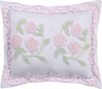Better Trends Bloomfield Collection, Super Soft Lightweight Floral Design 100% Cotton Tufted Standard Sham, Rose