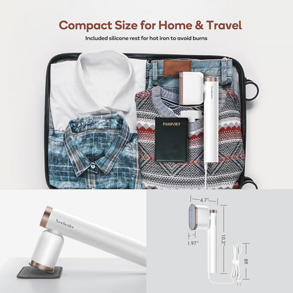 Newbealer Portable Clothes Steamer - 1200W Fast Heat-Up, 2 Steam Levels, Vertical & Horizontal Use, 302°F Wrinkle Remover