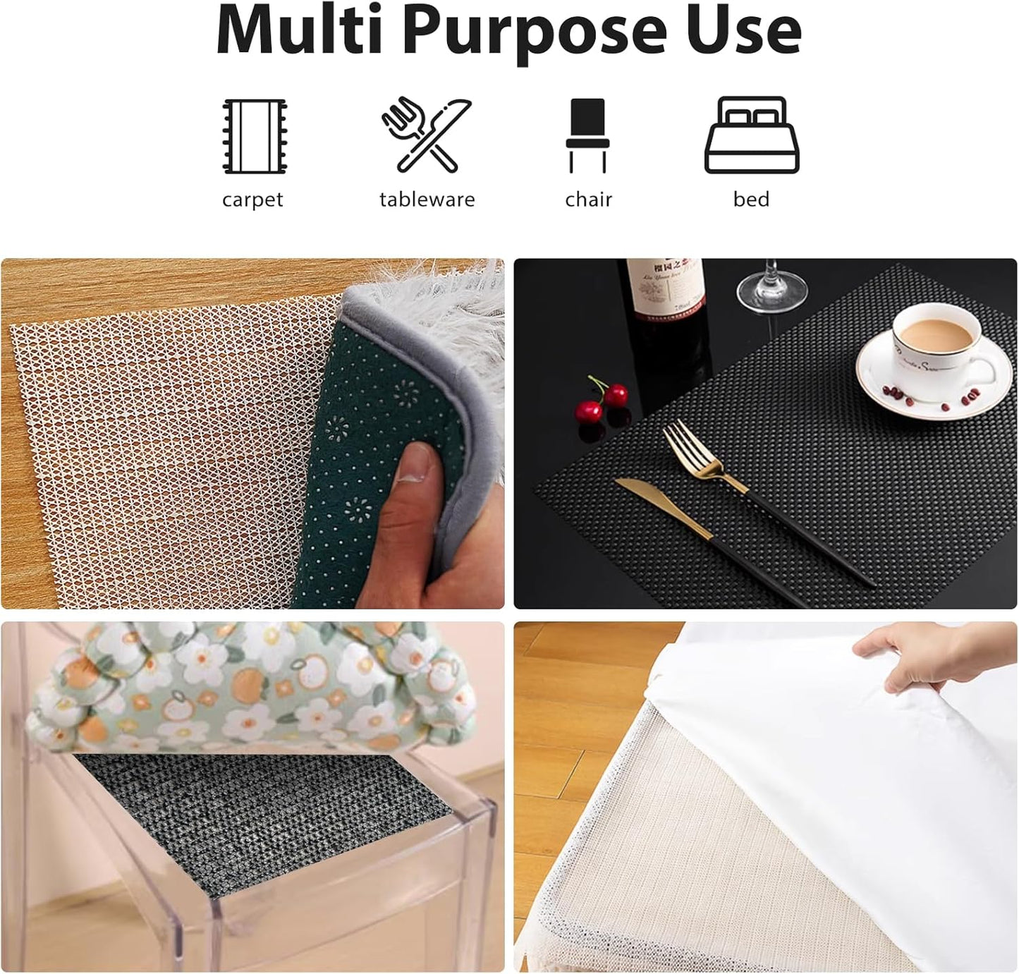 Non Slip Rug Pads: 3x5 Rug Pad Gripper for Hardwood Floors, Under Carpet Anti Skid Mat, Beige to Keep Rugs Safe