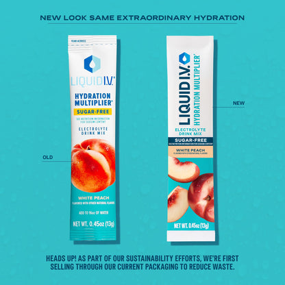 Liquid I.V.® Hydration Multiplier Sugar-Free - White Peach | Electrolyte Powder Drink Mix | 1 Pack (14 Servings)
