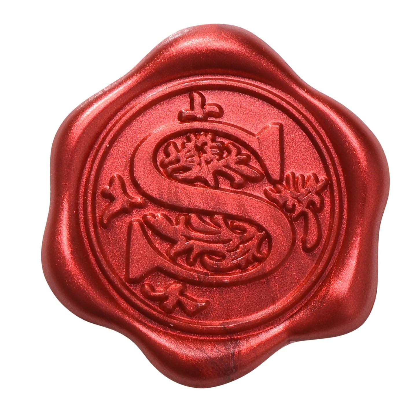 Yoption 50pcs Initial Alphabet S Wax Seal Stickers, Metallic Red