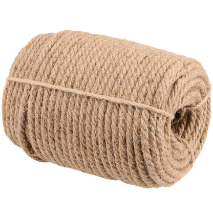 FUNSUEI 196ft 8mm Thick Jute Rope, Natural Hemp, Heavy Duty for Hanging, Gardening, Camping, Bundling, Crafts, Brown