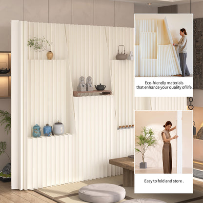 Folding Paper Room Divider, Freestanding Privacy Screen, Adjustable Paper Partition, Decorative Portable Room Separator for Home Office Dorm Indoor Studio
