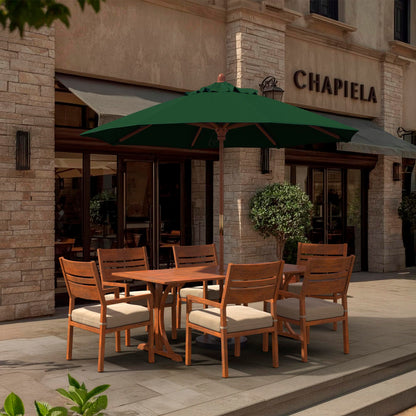 California Umbrella 9' Premium Commercial Hardwood Patio Umbrella, Manual Lift With Pacifica Hunter Green Fabric