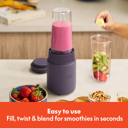 bella 6 Pcs Portable Rocket Blender, Juicer & Smoothie Maker, Press & Twist Design, EverGood™ & BPA Free Dishwasher Safe Parts, 4 Tip Stainless Steel Blade, Cord Wrap, 240 Watt Motor, Oatmilk