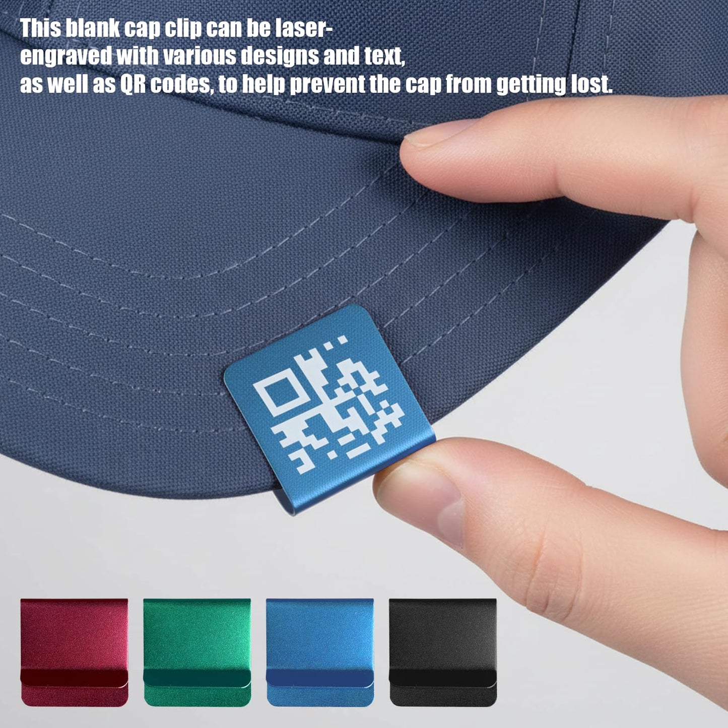 10 Pack Hat Brim Clips, Blank Aluminum Hat Clips for Laser Engraving, Hat Accessories, Golf Hat Clip Blanks for DIY, Vinyl, UV Printing, Small Business & Personalized Gifts (Blue)