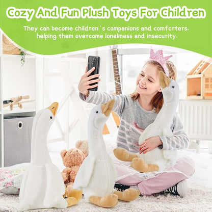 Heamoe 15.7" Swan Stuffed Animal, Cute White Fluffy Goose Duck Stuffed Plush Toy Hugging Pillow Gifts for Kids Birthday