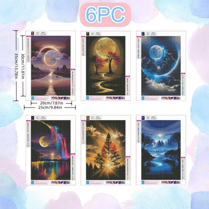 6 Pack Diamond Art Kits for Adults,Landscape 5D Diamond Painting for Adult Beginners,DIY Full Drill Round Gem Painting Dot Art Sets,Home Wall Decor 9.8x13.8 Inch