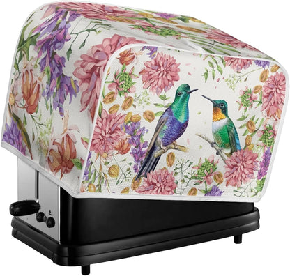 Bird Flowers Painting Toaster Cover Washable 2-Slice Toaster BreadMaker Machine Organizers Bag