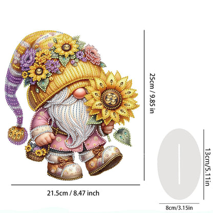 Bloomthread Diamond Art Painting Kit - Gnome and Sunflower Partial Drill Diamond Painting Ornament Single Sided for Adult Beginner, DIY Craft Kit for Holiday Gift (Gnome)