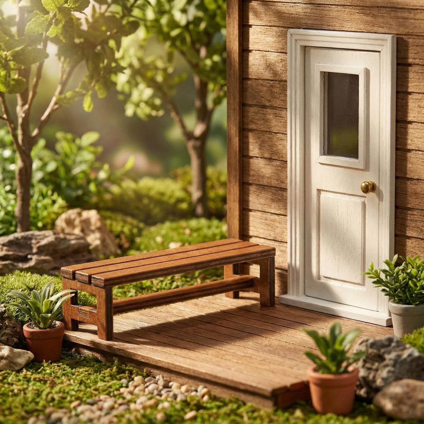Garneck 3pcs Miniature Wooden Bench Set 1:12 Dollhouse Furniture Bench Mini Simulation Furniture Mini Chair Decor for Fairy Garden and Tabletop Micro Landscape Tiny House Decor