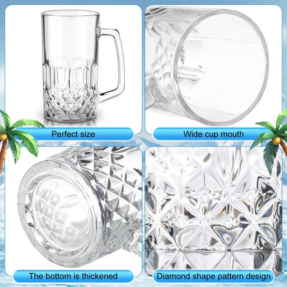 Reallnaive 6 Pack 32 oz Beer Mugs with Handle Large Heavy Glass Beer Mug for Oktoberfest Freezer Glass Steins German Cups Gift for Men Father Boyfriend Brother Dad