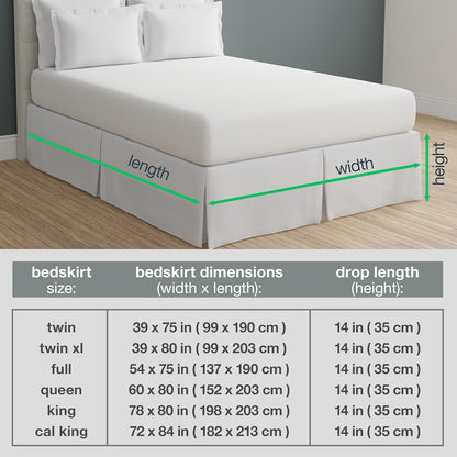 TodaysHome Microfiber Classic Tailored Bed Skirt Dust Ruffle, Queen, White - TOH25014WHIT03