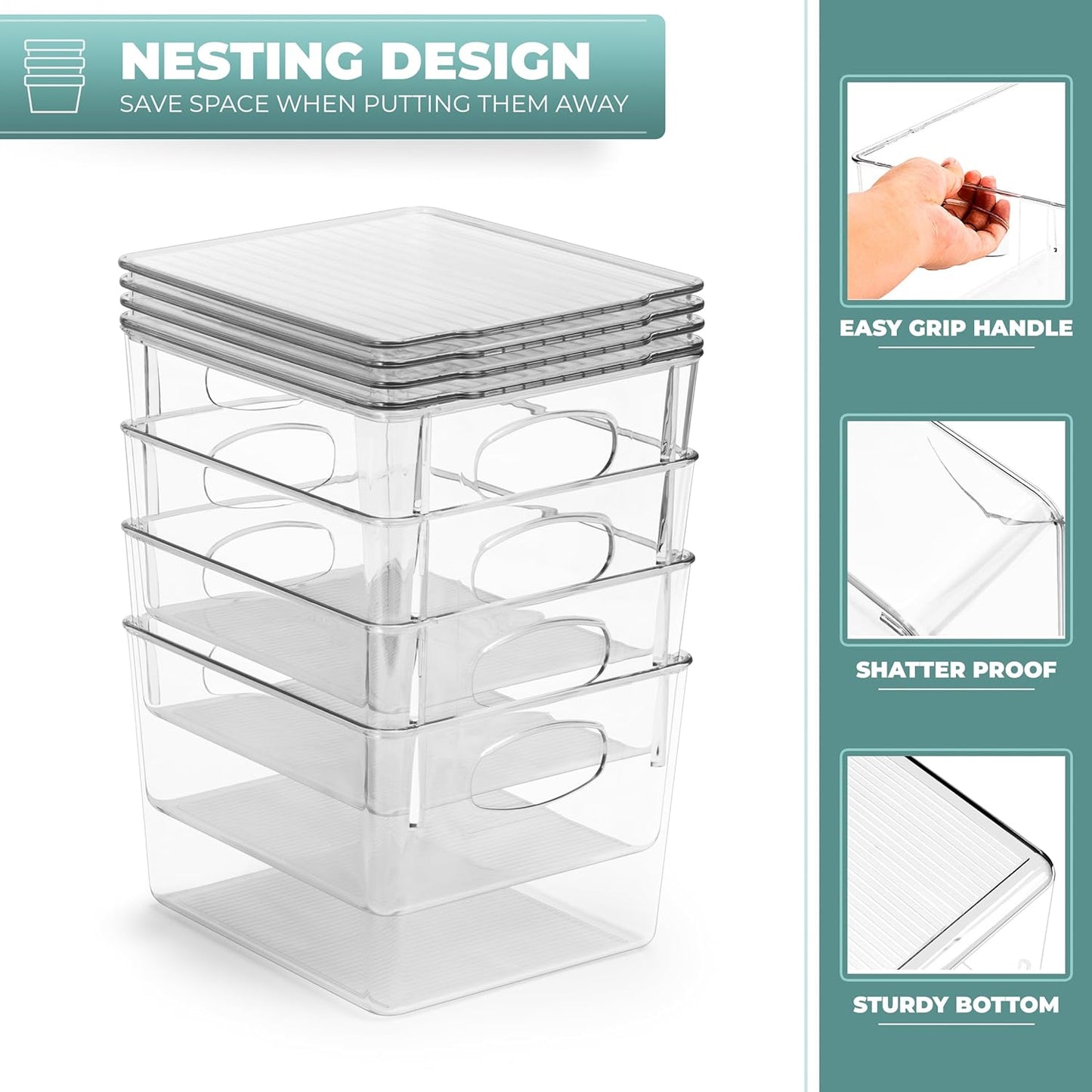 Sorbus Medium Clear Plastic Storage Bins - Stackable Storage Bins with Lids for Clothes, Medicine, Makeup, and Toys