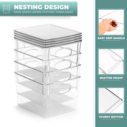 Sorbus Medium Clear Plastic Storage Bins - Stackable Storage Bins with Lids for Clothes, Medicine, Makeup, and Toys