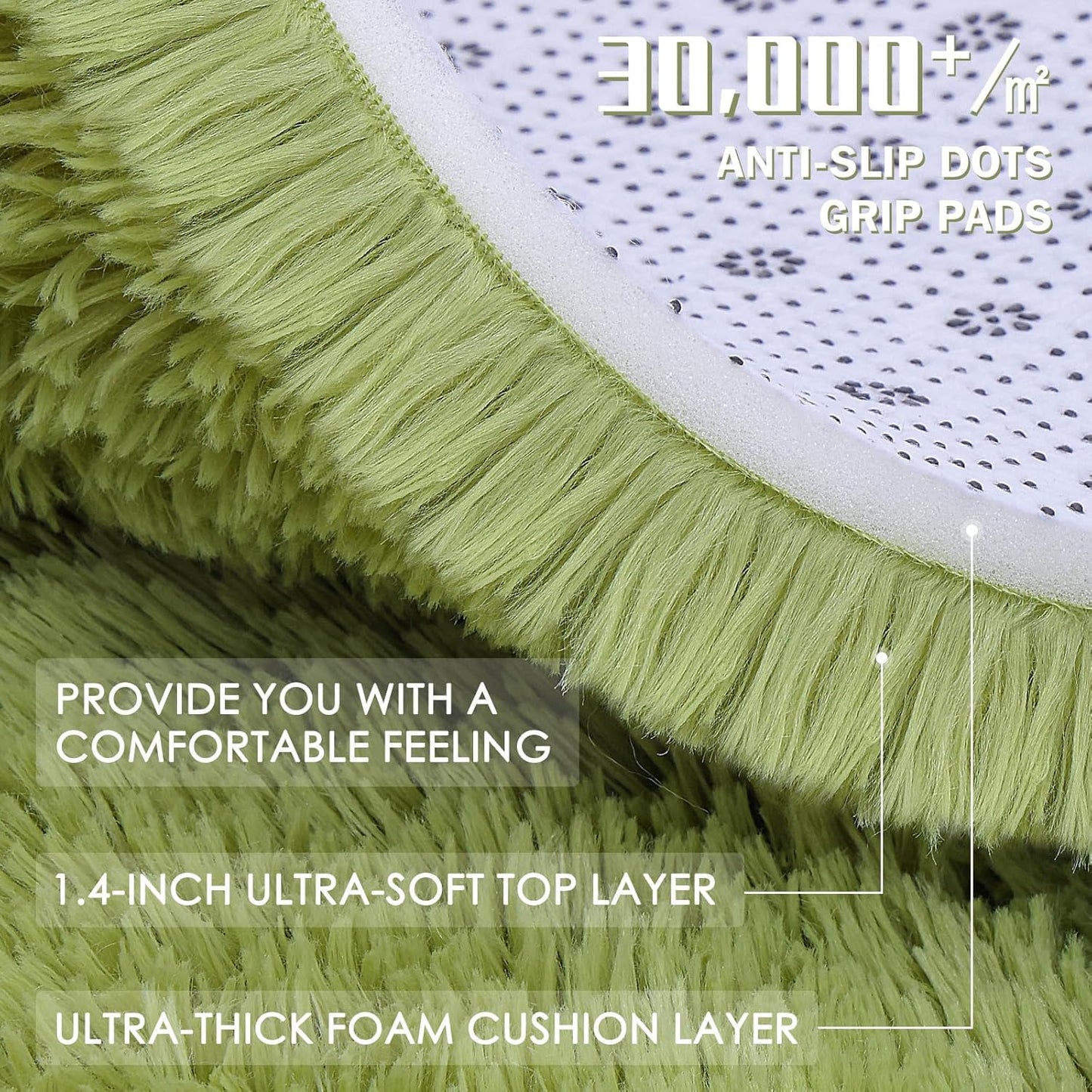 OLANLY Large Area Rug - Soft Fluffy Shaggy Carpet for Living Room & Bedroom | 5x8, Grass Green