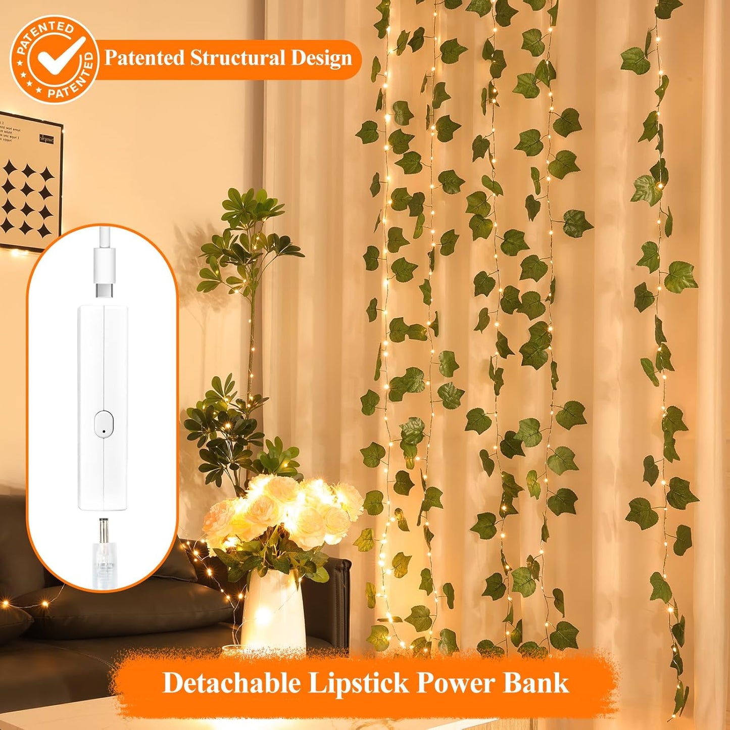 132FT(33 4) Lakumu * Fairy Lights Battery Operated, Rechargeable String Lights with Timer, LED Twinkle Lights