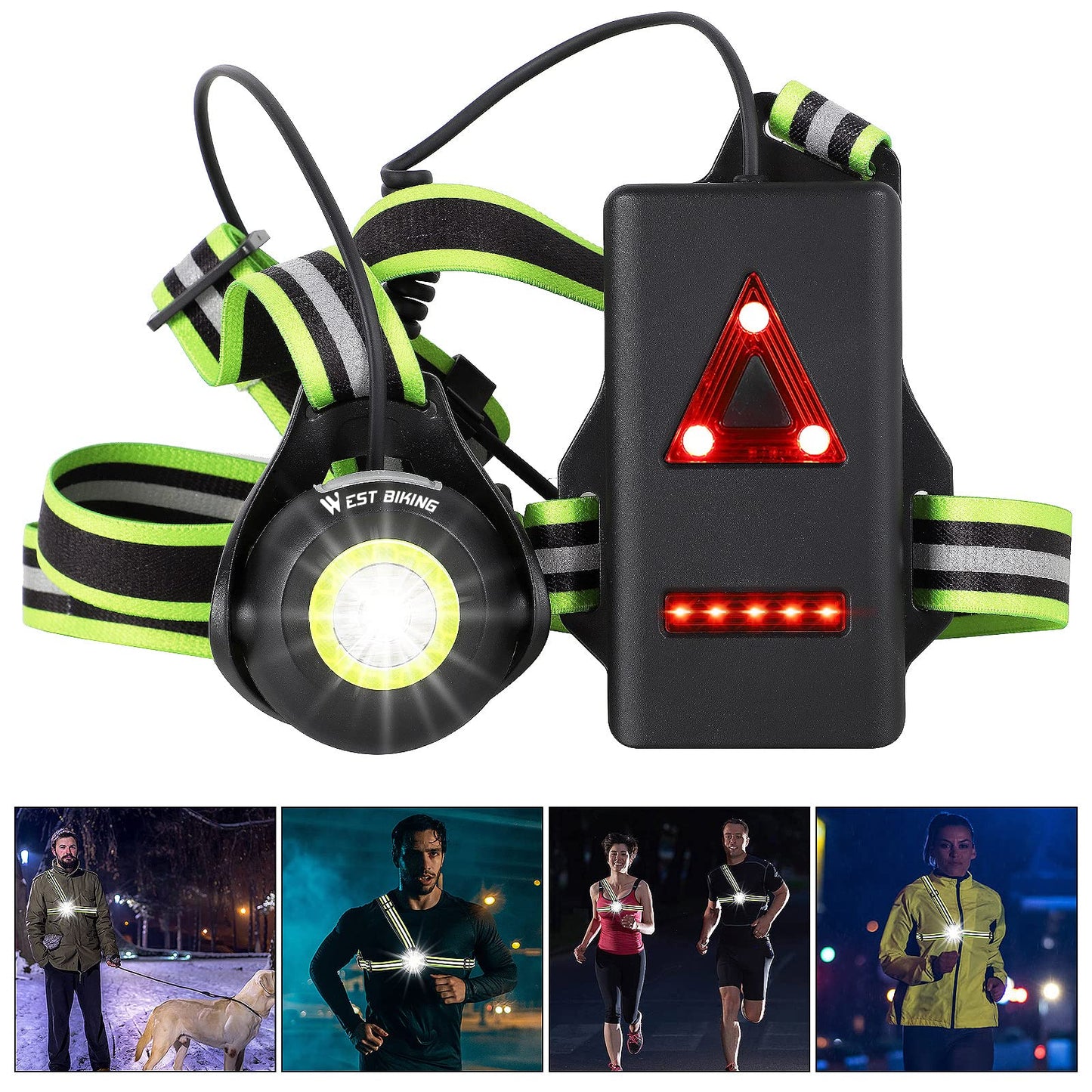 WESTGIRL Running Light, 90° Adjustable Beam Angle, 500 Lumens, Rechargeable USB Waterproof Running Lamp, Safety Light, Lightweight Sports Running Lights for Jogging, Hiking, Camping, Fishing