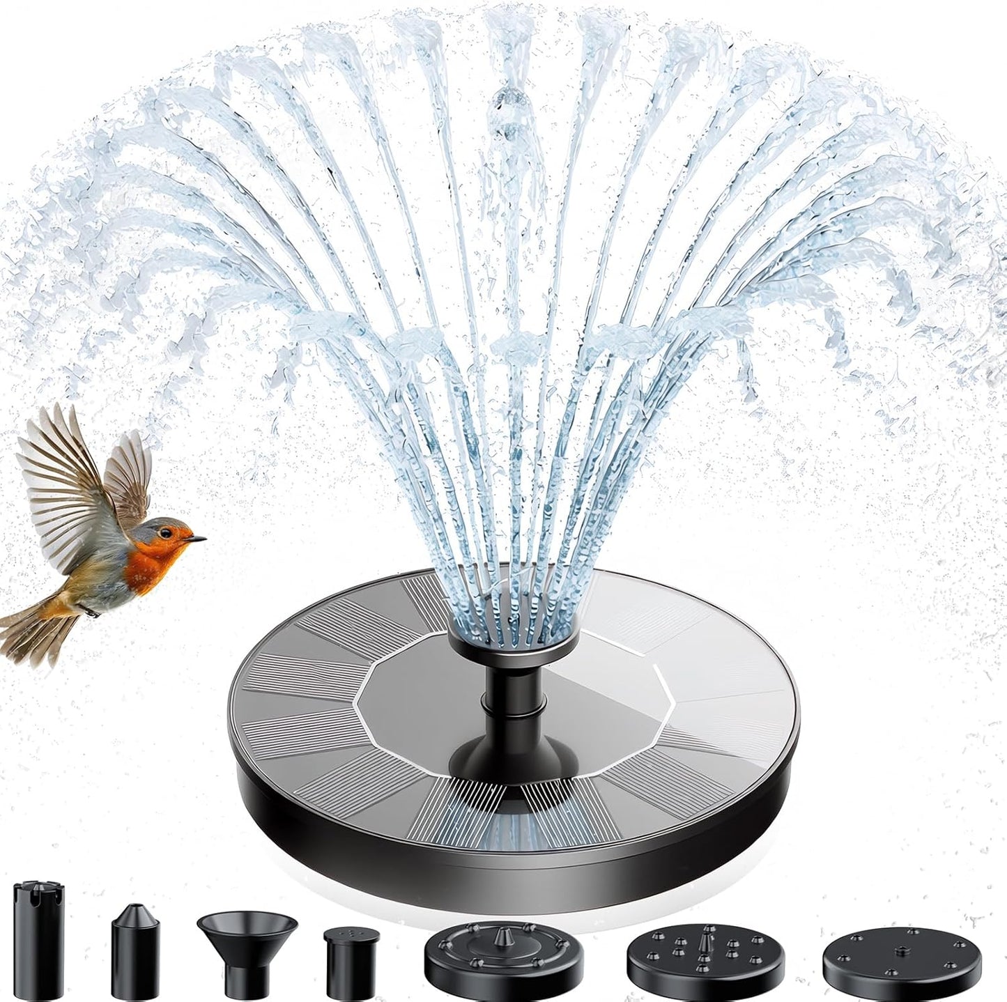 AMZtime Solar Fountain - Mini Solar Powered Water Pump for Bird Bath, Garden, Pond & Pool