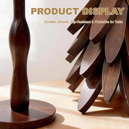 Buanson 5 1 Wooden Tree Trivets for Hot Dishes, Foldable Kitchen Wooden Trivet for Pan, Pot, Bowl, Teapot, Hot Pot
