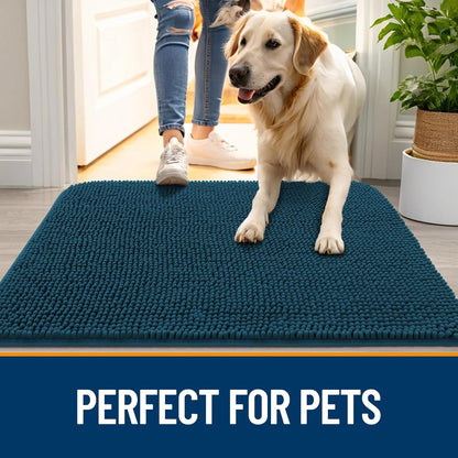 OLANLY Dog Door Mat - Absorbent Non-Slip Washable Doormat for Muddy Paws | 50x30, Atlantic Blue
