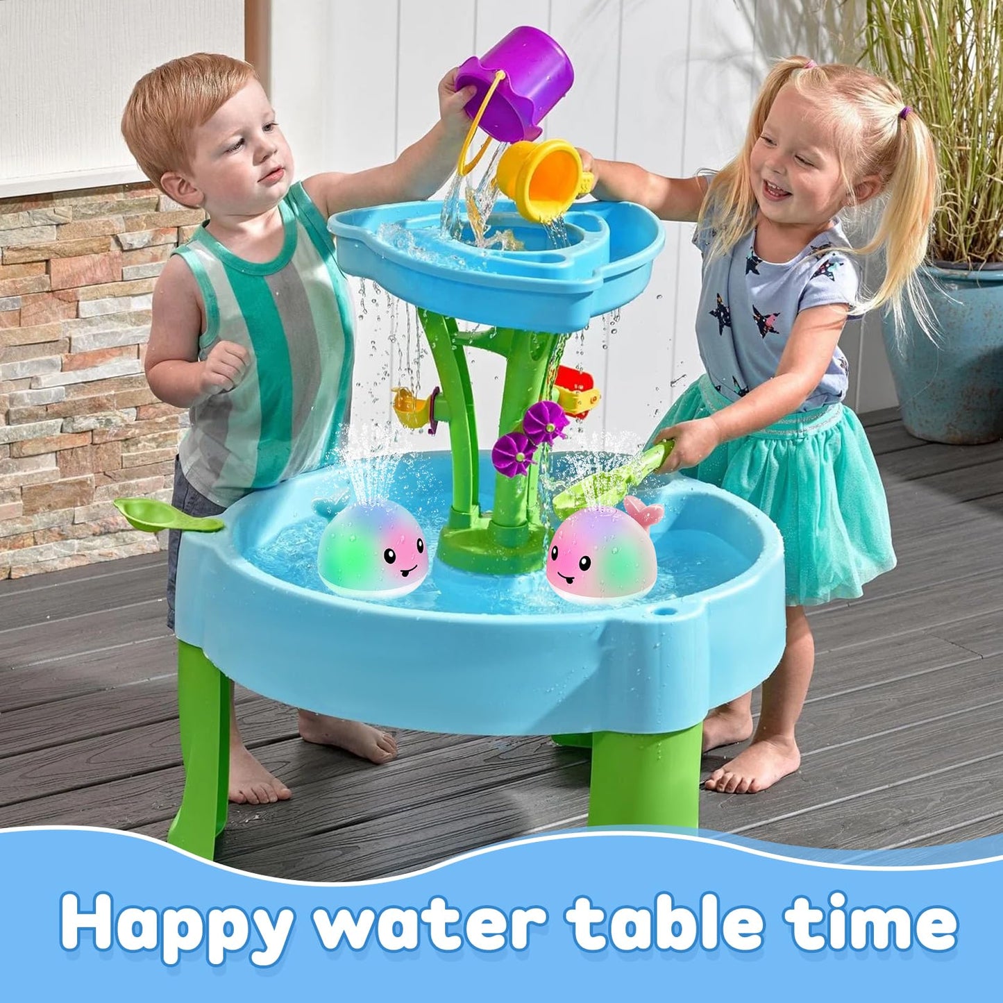 ANGGIKO Baby Bath Toys, Toddler Bath Toys for Kids Ages 1-3, Light Up Whale Bath Toy Sprinkler, Pool Water Table Infant Baby Toys 6-12-18 Months, Bathtub Fountain Toy, Toddler 1st Birthday 1 2 3 Gifts