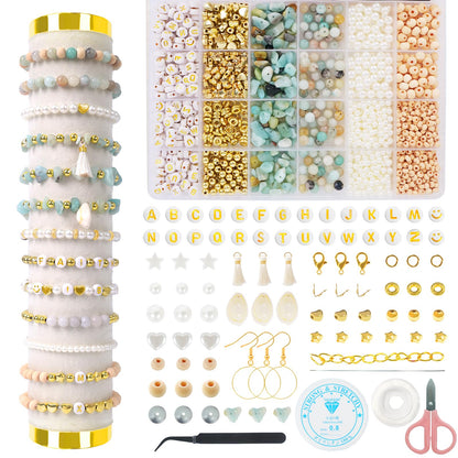 TOIPINIO Bracelet Making Kit Jewelry Making Supplies Kit Natural Stone Beads for DIY Craft Friendship Bracelet/Necklace/Earrings for Adults 1736PCS (Amazonite)