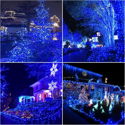 165FT 500 Lights,16 LAMPHOME LED Blue Christmas Modes Connectable Fairy String Lights, Plug in Indoor Outdoor Blue