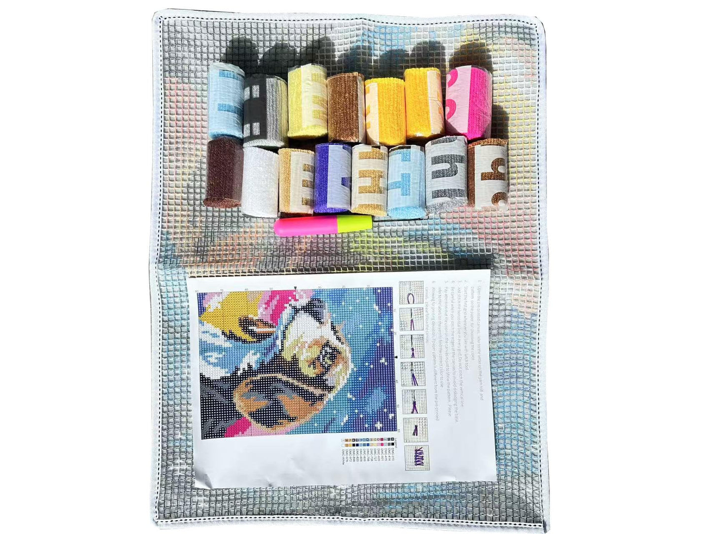 GLAECYY Latch Hook Kits Rug Crochet Yarn Kit Cushion Colour Pre-Printed Canvas Rug Needlework DIY Hook and Latch Kit (Star Dog)