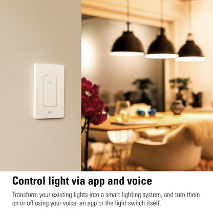 Eve Light Switch (Matter) – Smart Wall Switch for Apple Home, Alexa, Google Home, SmartThings; for Single-Pole & 3-Way switches; Thread, Requires Thread Border Router & Neutral Wire; UL-Certified