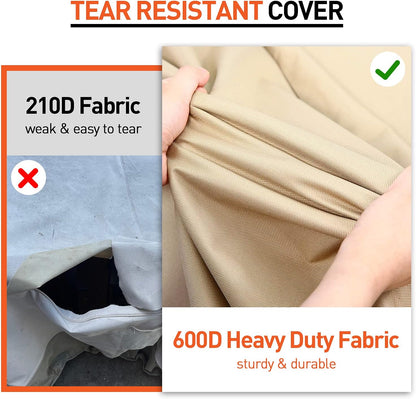Arcedo Waterproof Patio Lounge Chair Covers - Heavy Duty 2-Pack for Winter Protection | 80" L x 32" W x 25" H, Beige & Brown