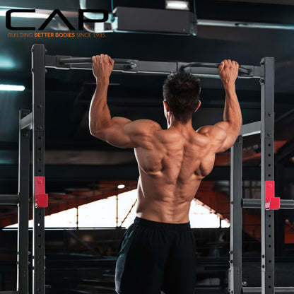 Cap Power Rack with Pull Up Bar & Attachments - Squat Rack & Strength Training Power Cage for Home Gym - RED