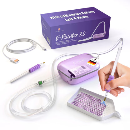 Picmondoo Electric Diamond Painting Pen – Wireless Vacuum Diamond Art Pen, Waxless Diamond Painting Tool Kit with Pump & Accessories for Fast & Easy Diamond Art, AB Stones Compatible (Purple, 2 Gear)