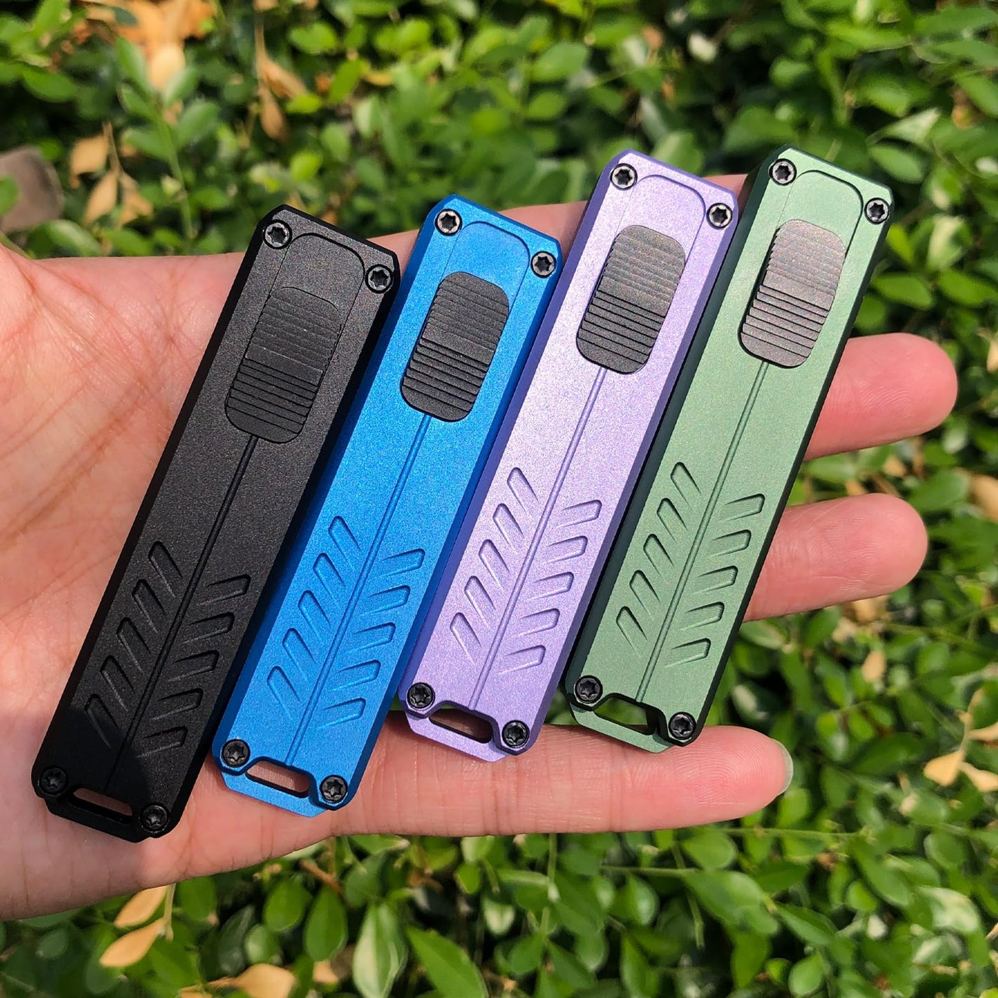 Caressolove Automatic Utility Knife, Safety Black Box Cutter Retractable, EDC Push Button Knife, Exacto Scalpel Knife, 10PCS #23 Razor Blades Pocket Knife with Clip (Blue)