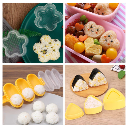 10pcs Cute Onigiri DIY Rice Ball Molds - Animal Decorating, Triangle Shapes, Bento Sushi Maker Tool