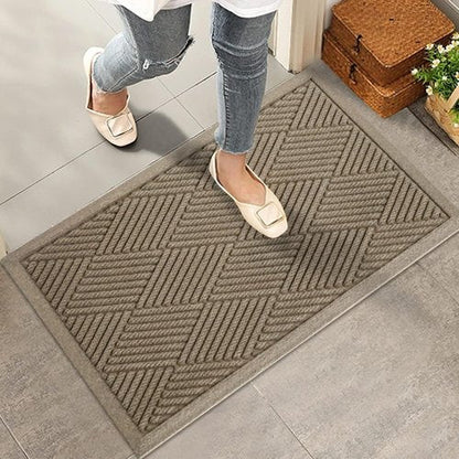 HIYARD Sturdy Front Door Mat - Absorbent, Non-Slip Rubber Backing | Low Profile, 30x17, Beige