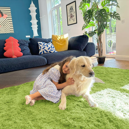OLANLY Large Area Rug - Soft Fluffy Shaggy Carpet for Living Room & Bedroom | 5x8, Grass Green