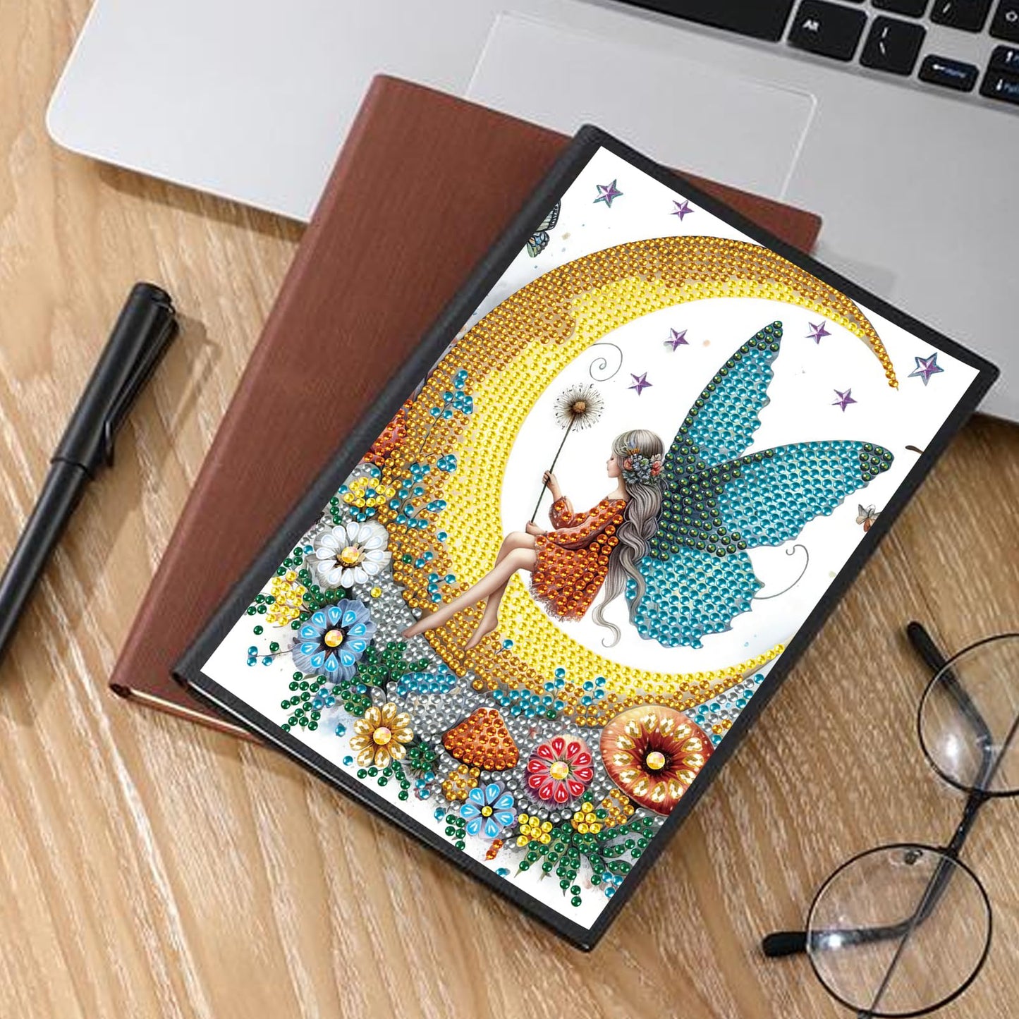 DCIDBEI 5D Diamond Art Painting Notebooks Kits Angel DIY Special Shaped Journal Sketchbook Fairy Cross Stitch Diamond Art Dairy Book Elf Paint by Numbers kit for Adults Festival Birthday