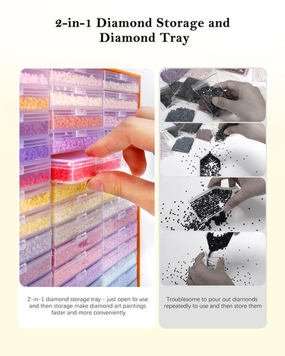 Diamond Art Storage for Beads Storage&Line-Up, 45 PCS 2-in-1 Diamond Painting Storage, Convex Point Bottom Design Diamond Art Accessories with Lids for Diamond Painting Crafters
