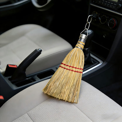 12 Inch Corn Handmade Broom Mini Whisk Made of Natural Corn Broom Straw with a Solid Metal Hang Design for Outdoor Car Porch Debris Dust Dirt Driveways Sidewalks Halloween