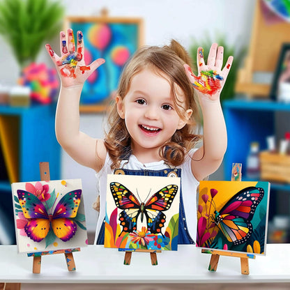 4 Pack Paint by Numbers Kit for Kids, Girls Color by Number Painting Kits for Kids Ages 8-12 Butterfly Paint by Numbers with Framed Canvas Children DIY Paints by Number Kits for Beginners 8x8 Inch
