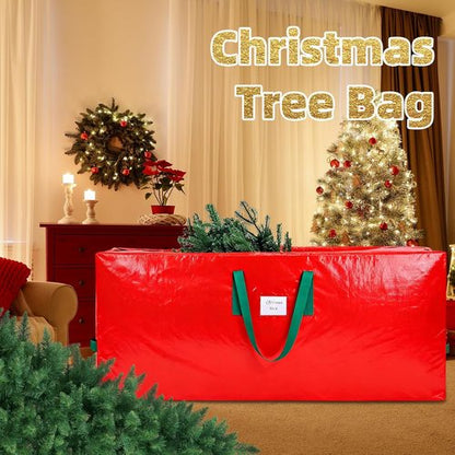 KRYSTY Christmas Tree Storage Bag - Durable & Heavy Duty for 9 ft Trees | Protects Against Dust & Moisture - Red