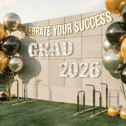 Marquee Letters Numbers Light up Numbers Letters Graduation Decoration GRAD 2026 Battery Powered LED Light White Plastic Letter Number Sign for Class of 2026 Graduation Decorations